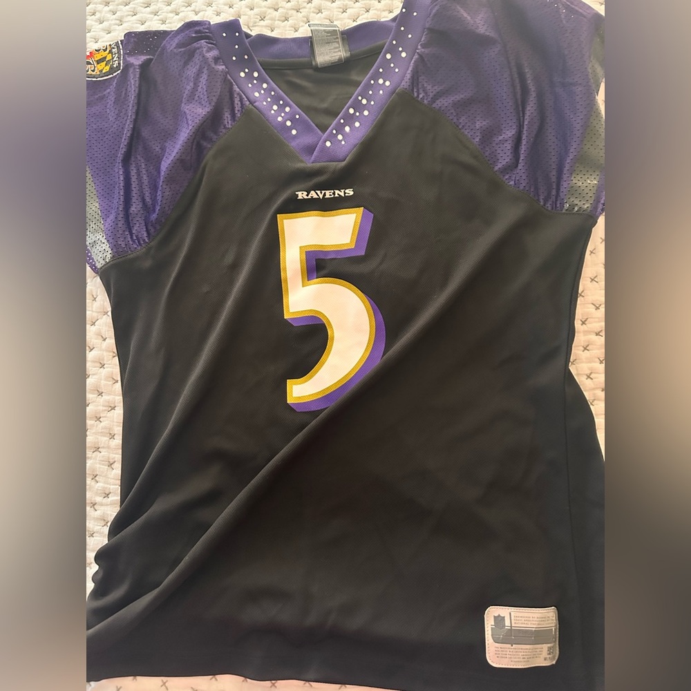 Women's Reebok Joe Flacco #5 Baltimore Ravens Embroidered Jersey Size large